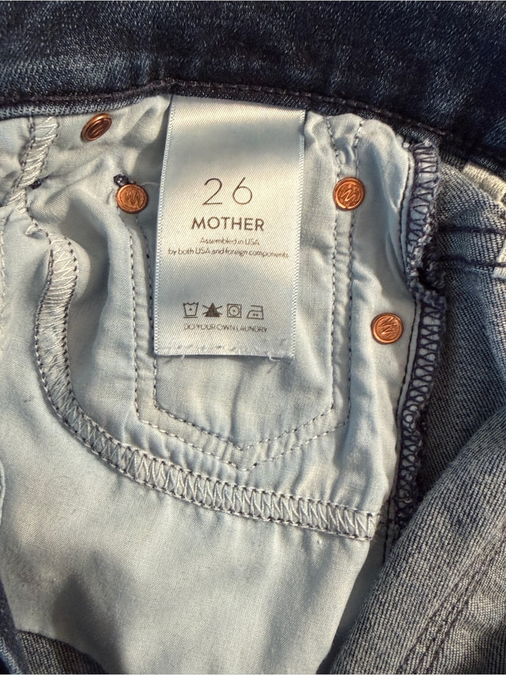 MOTHER Insider Crop Twilight Magic Dark Wash Kick Flare Jeans Size 26 - Picture 5 of 11